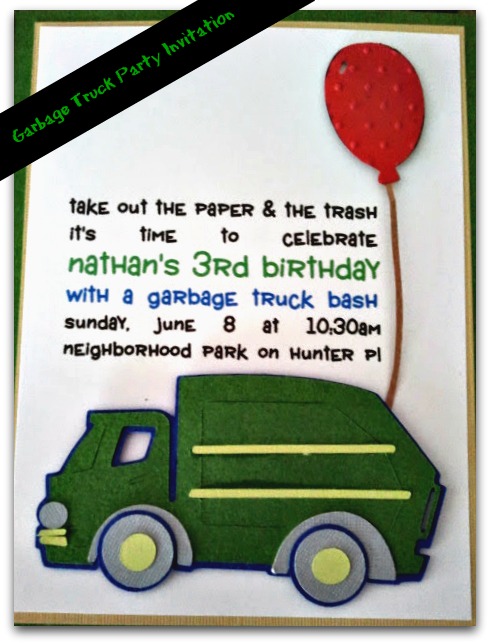 garbage truck birthday party invitations