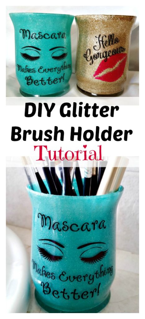 diy glitter brush holder tutorial