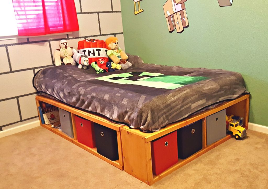 Diy Full Size Bed Frame With Storage Leap Of Faith Crafting - Diy Wood Bed Frame With Storage