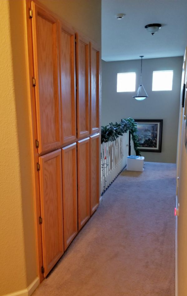 oak cabinets in hallway