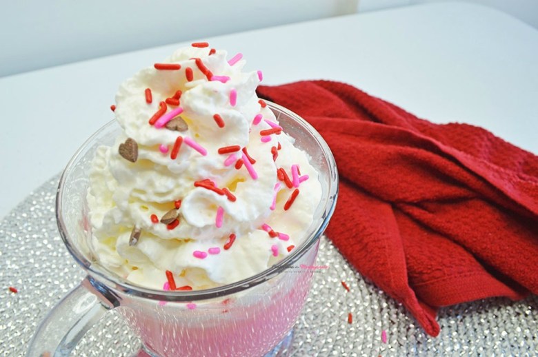 closeup of pink hot chocolate recipe horizontal